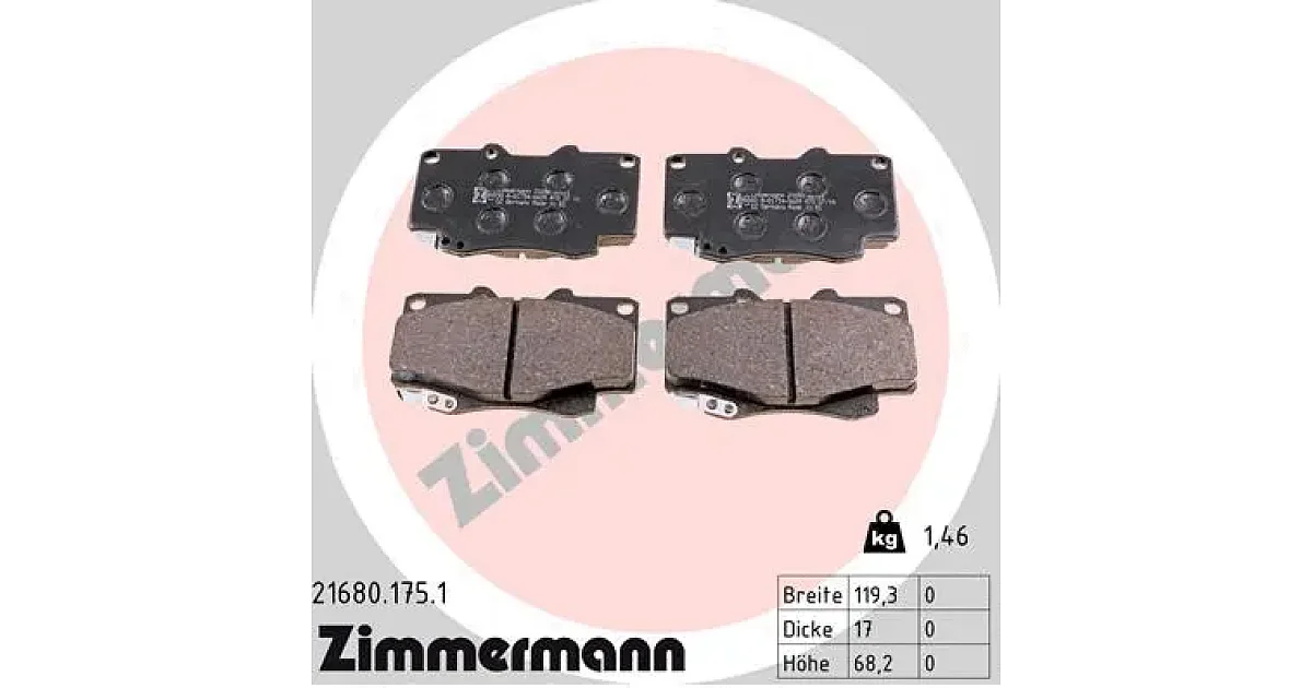 ZIMMERMANN 21680.175.1 (216801751), Комплект тормозных колодок, дисковый тормоз