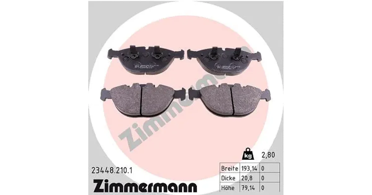 234482101 - ZIMMERMANN - Комплект тормозных колодок, дисковый тормоз