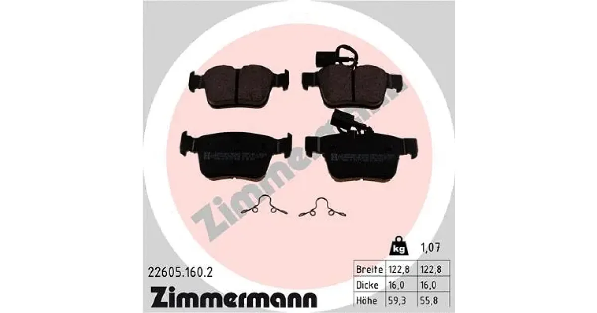 226051602 - ZIMMERMANN - Комплект тормозных колодок, дисковый тормоз