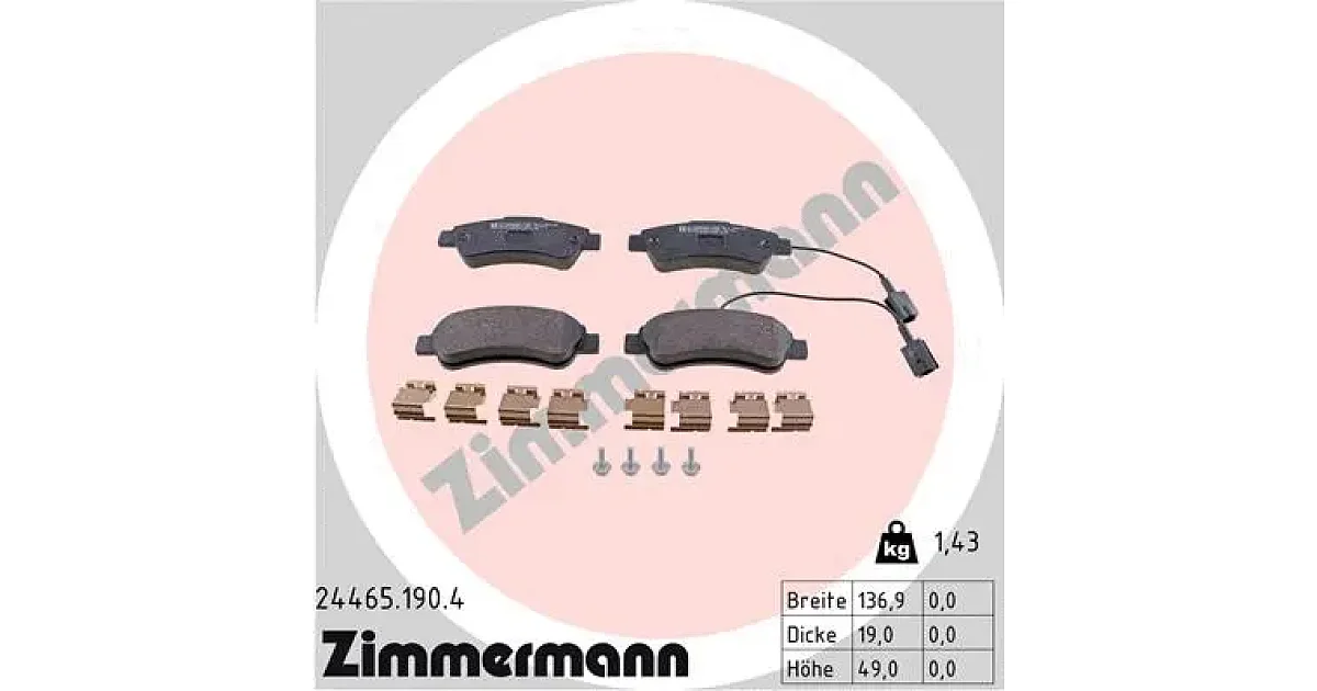 244651904 - ZIMMERMANN - Комплект тормозных колодок, дисковый тормоз