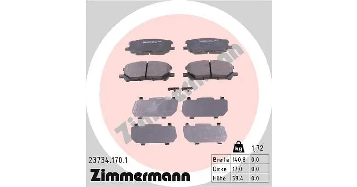 237341701 - ZIMMERMANN - Комплект тормозных колодок, дисковый тормоз