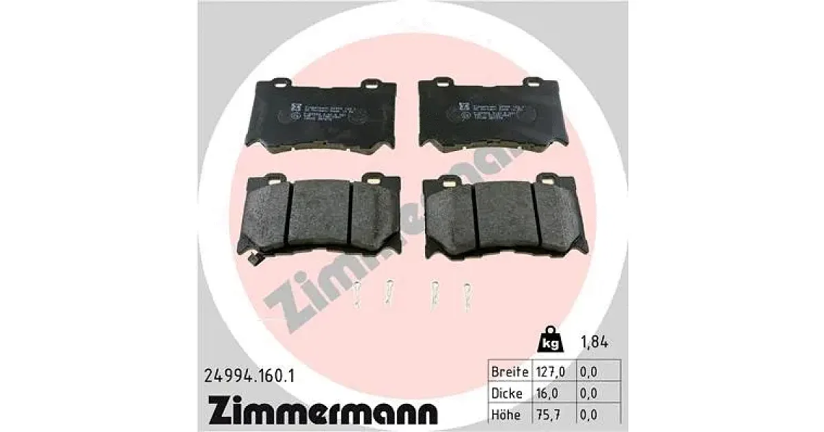 249941601 - ZIMMERMANN - Комплект тормозных колодок, дисковый тормоз
