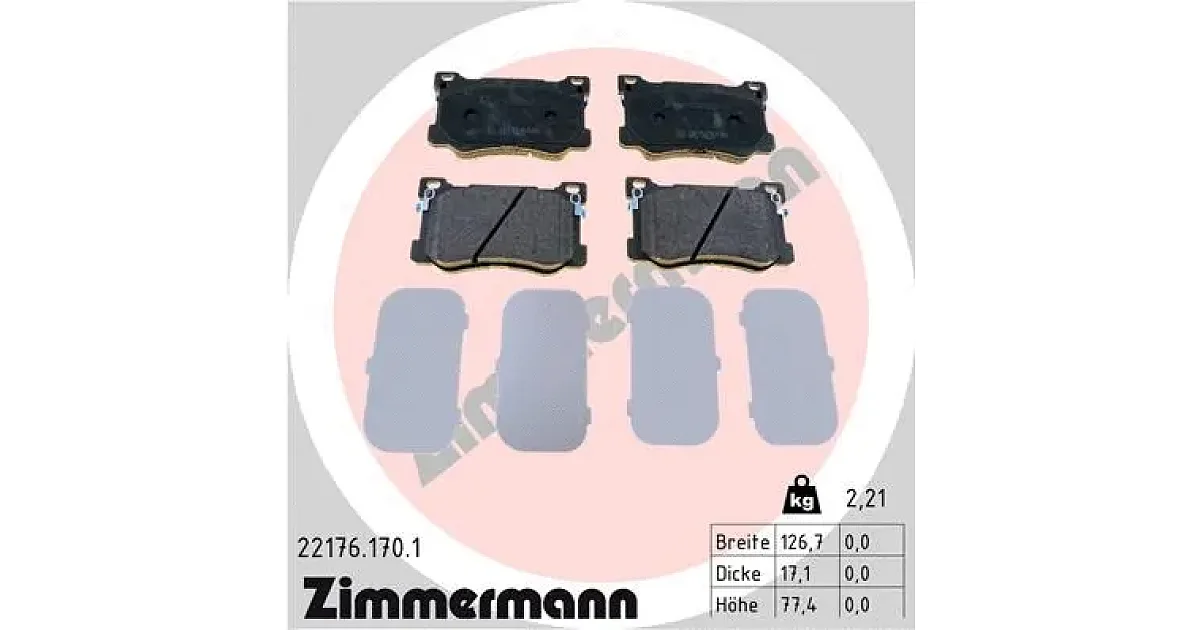 221761701 - ZIMMERMANN - Комплект тормозных колодок, дисковый тормоз