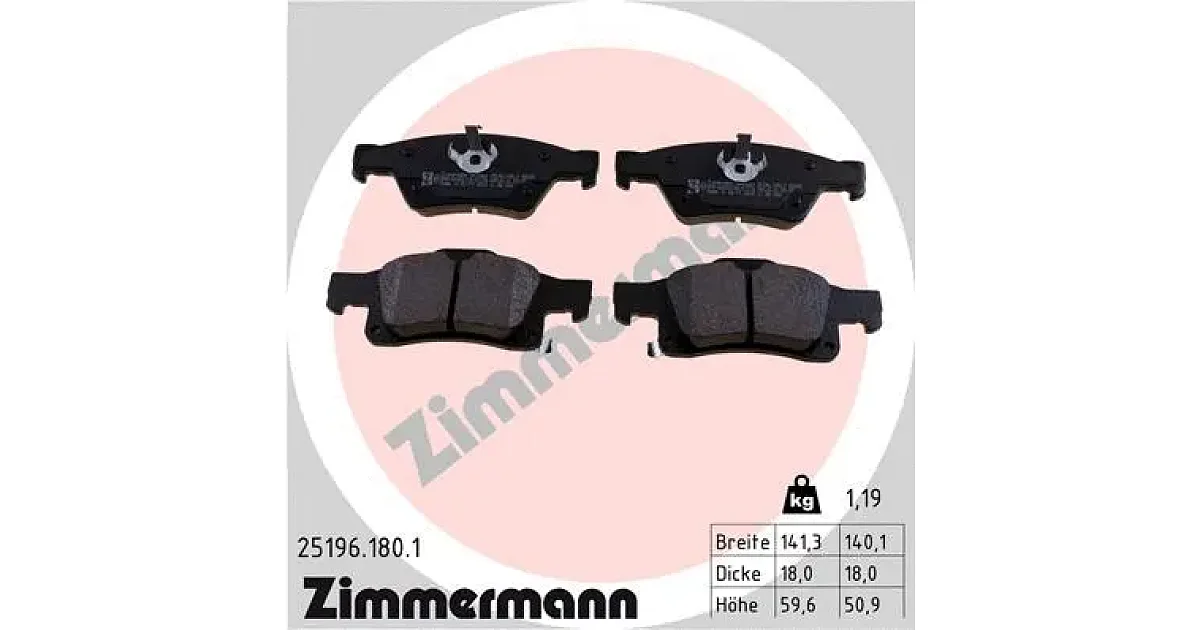 251961801 - ZIMMERMANN - Комплект тормозных колодок, дисковый тормоз
