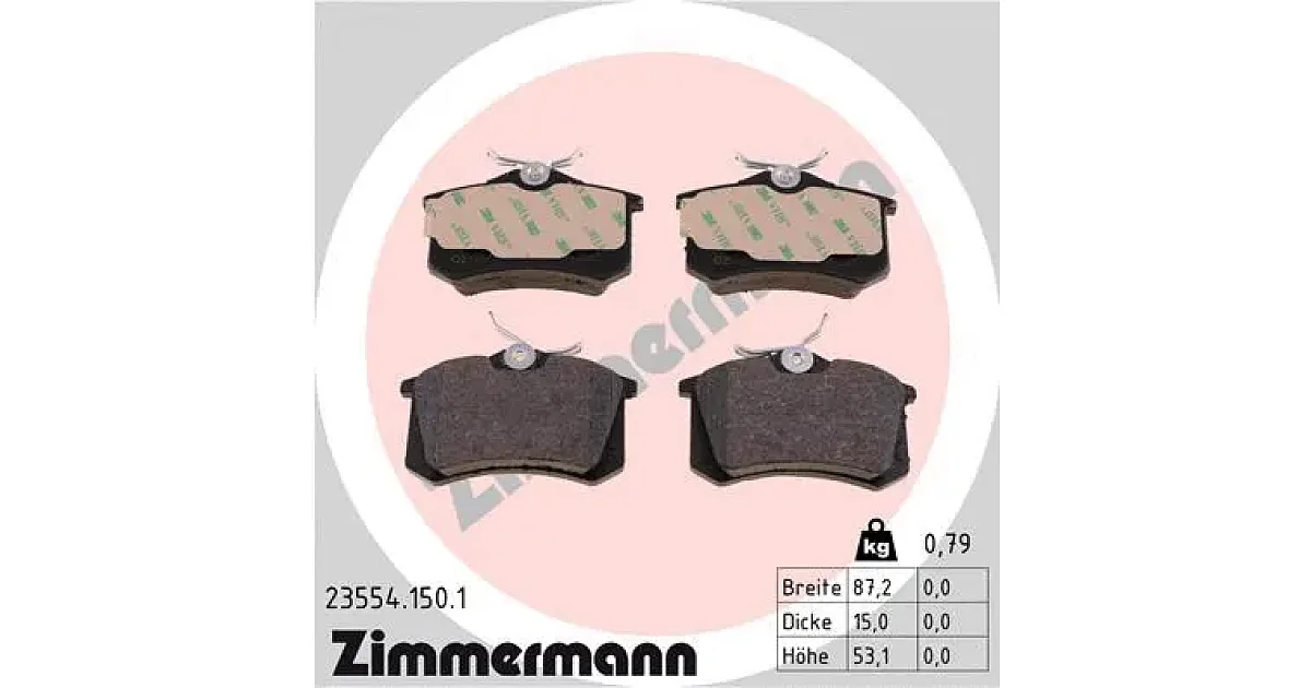 235541501 - ZIMMERMANN - Комплект тормозных колодок, дисковый тормоз