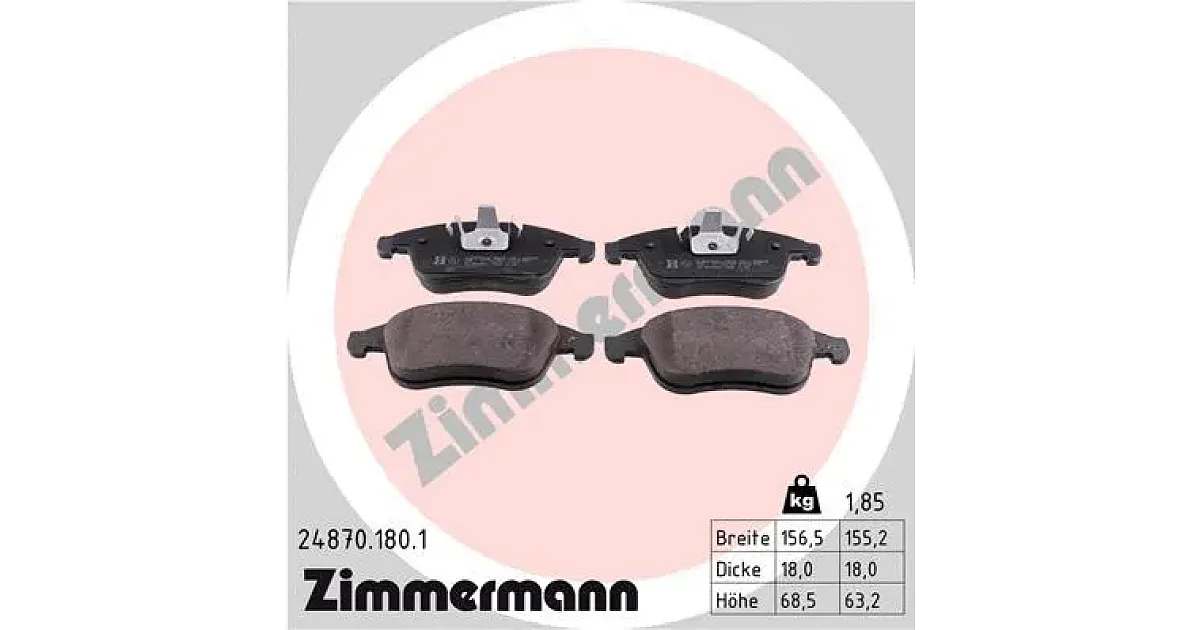 248701801 - ZIMMERMANN - Комплект тормозных колодок, дисковый тормоз