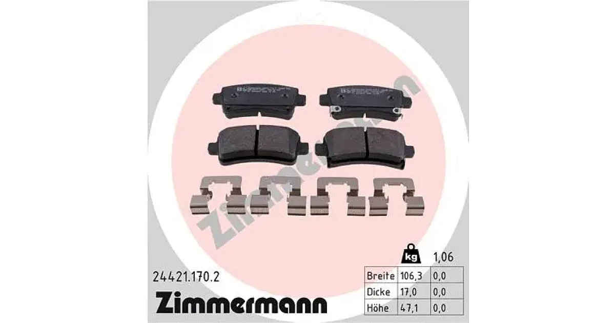 244211702 - ZIMMERMANN - Комплект тормозных колодок, дисковый тормоз