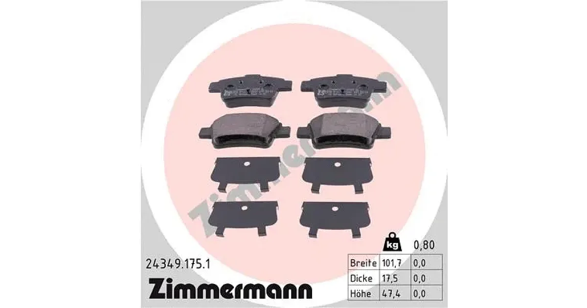 243491751 - ZIMMERMANN - Комплект тормозных колодок, дисковый тормоз