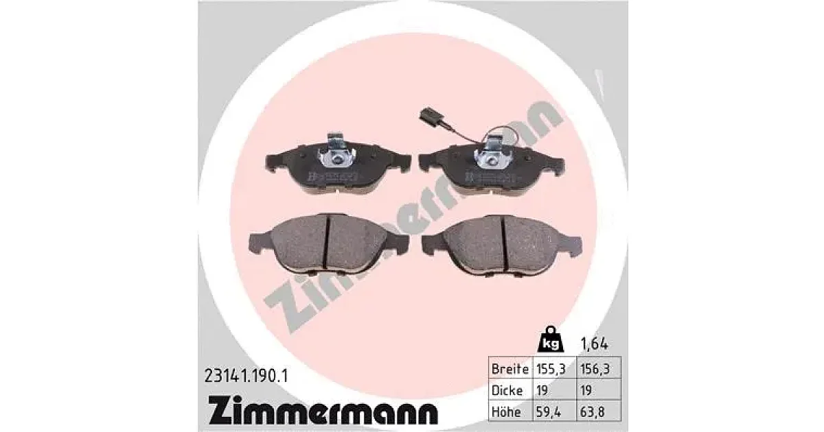 231411901 - ZIMMERMANN - Комплект тормозных колодок, дисковый тормоз