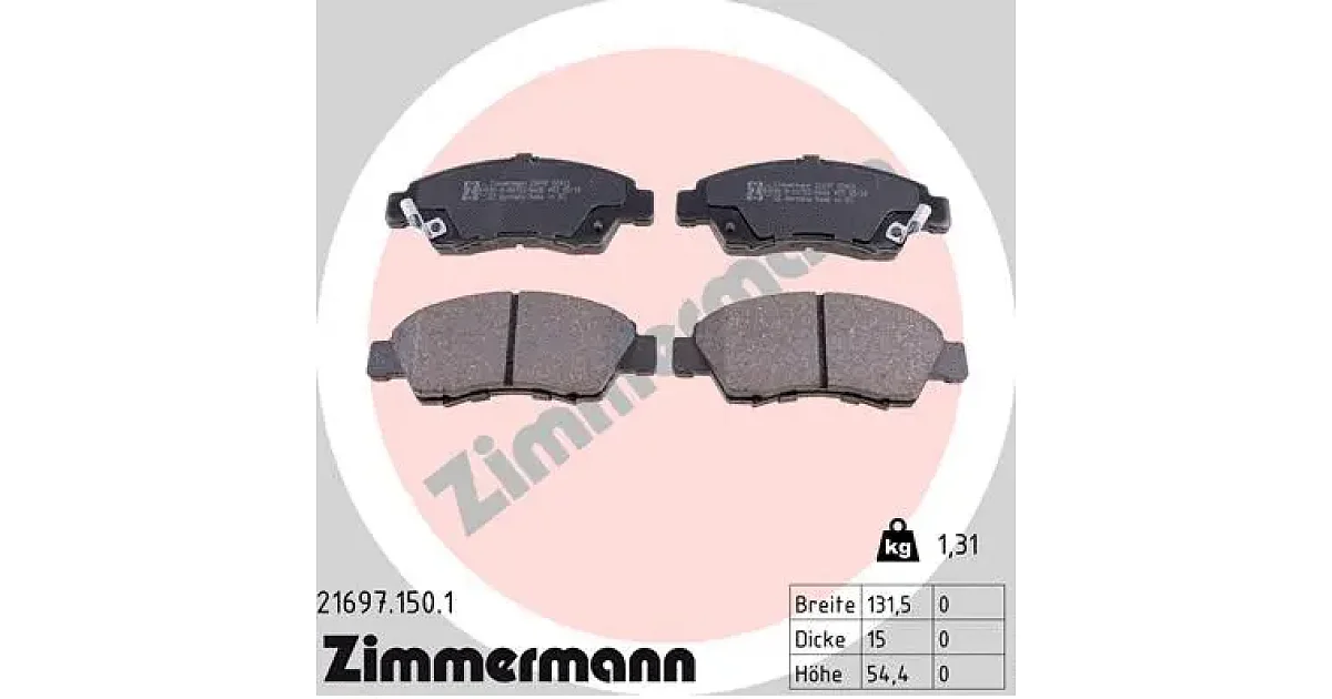 216971501 - ZIMMERMANN - Комплект тормозных колодок, дисковый тормоз