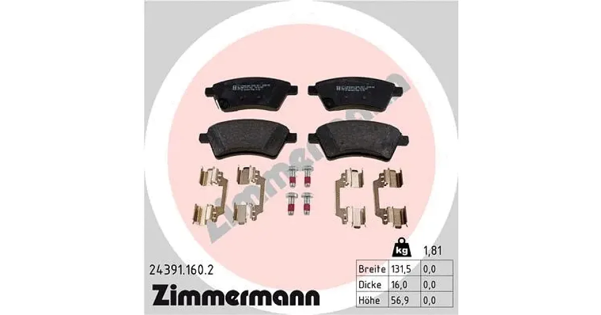 243911602 - ZIMMERMANN - Комплект тормозных колодок, дисковый тормоз