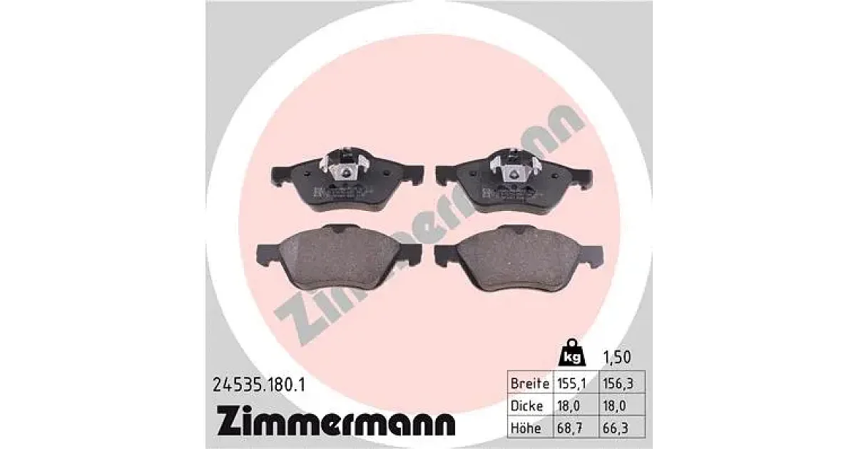 245351801 - ZIMMERMANN - Комплект тормозных колодок, дисковый тормоз