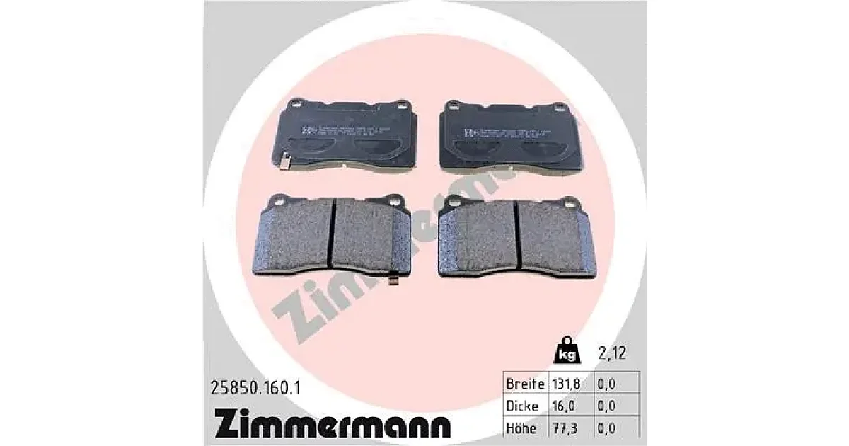 258501601 - ZIMMERMANN - Комплект тормозных колодок, дисковый тормоз