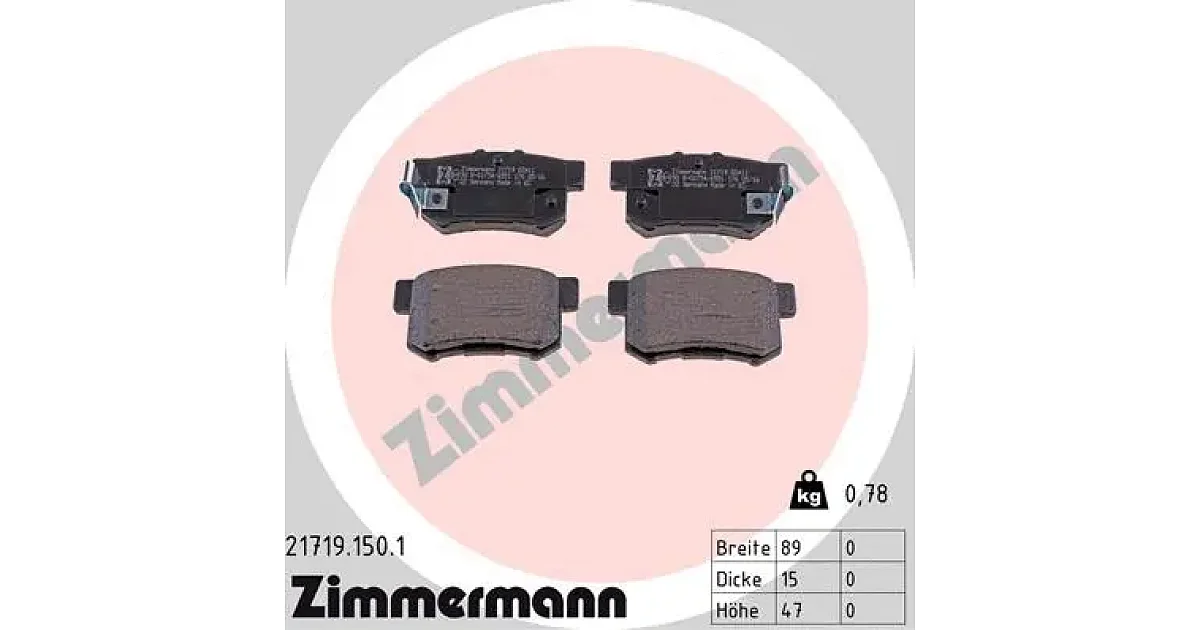 217191501 - ZIMMERMANN - Комплект тормозных колодок, дисковый тормоз