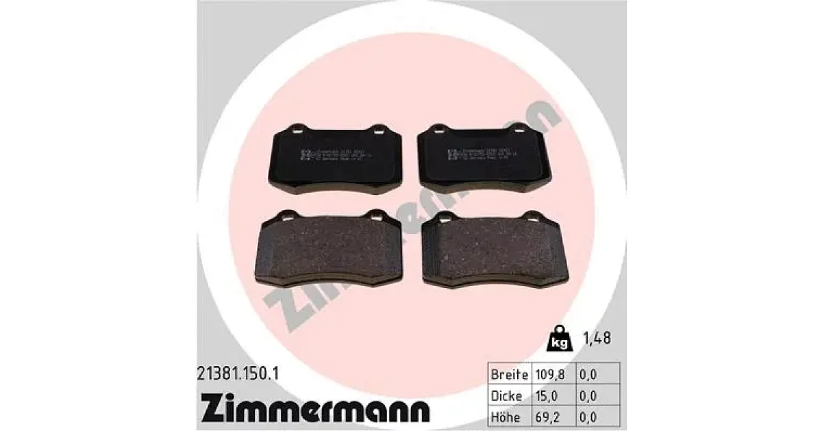 213811501 - ZIMMERMANN - Комплект тормозных колодок, дисковый тормоз