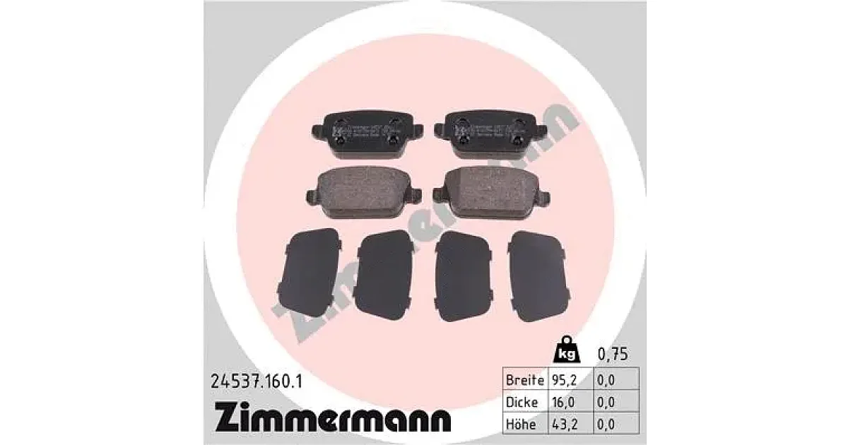 245371601 - ZIMMERMANN - Комплект тормозных колодок, дисковый тормоз