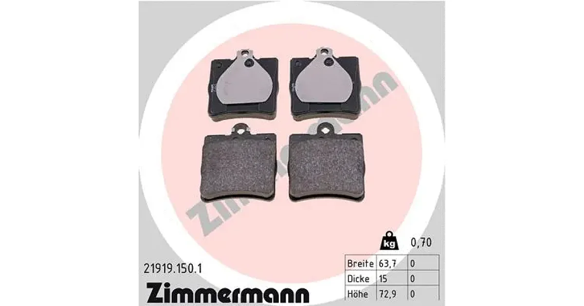 219191501 - ZIMMERMANN - Комплект тормозных колодок, дисковый тормоз