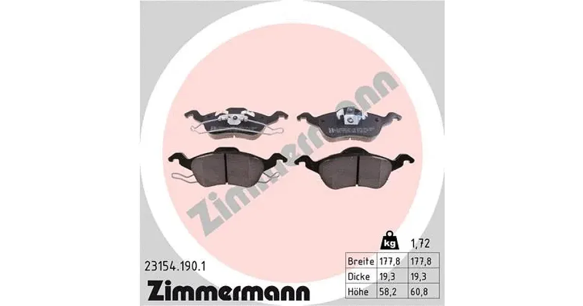 231541901 - ZIMMERMANN - Комплект тормозных колодок, дисковый тормоз