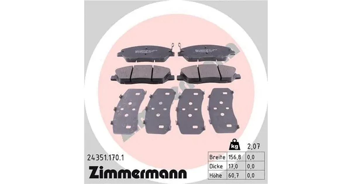 243511701 - ZIMMERMANN - Комплект тормозных колодок, дисковый тормоз