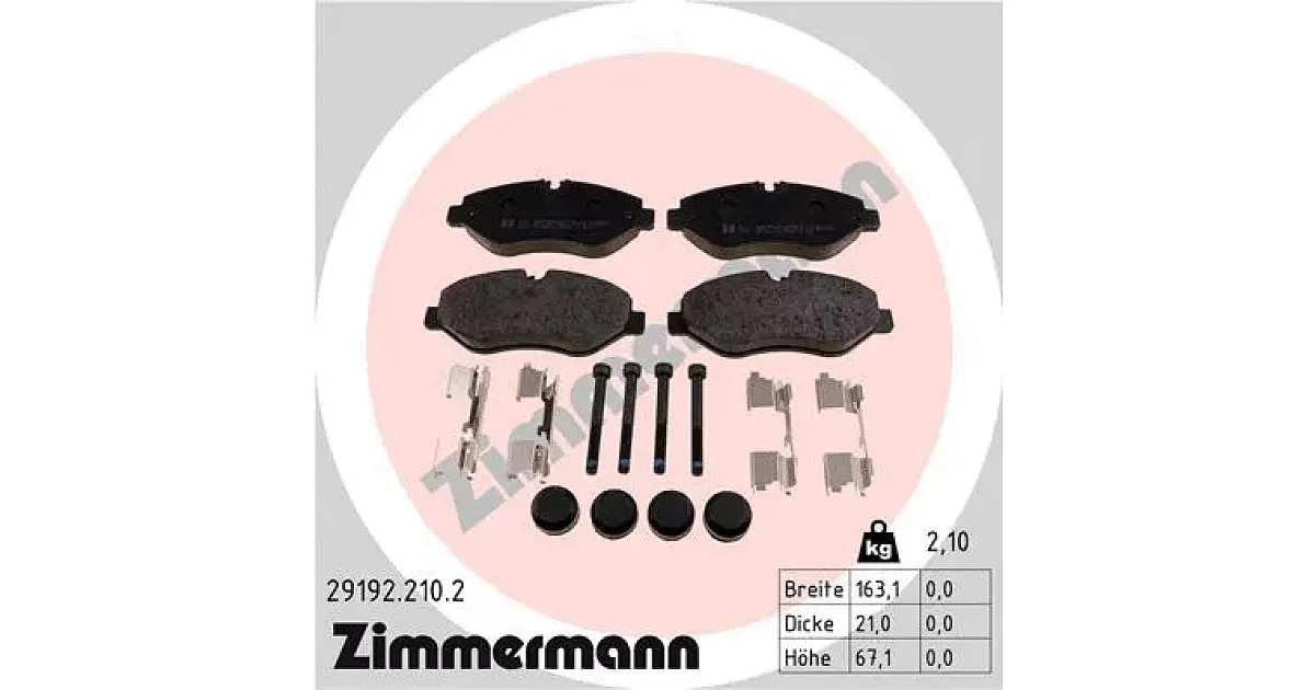 291922102 - ZIMMERMANN - Комплект тормозных колодок, дисковый тормоз