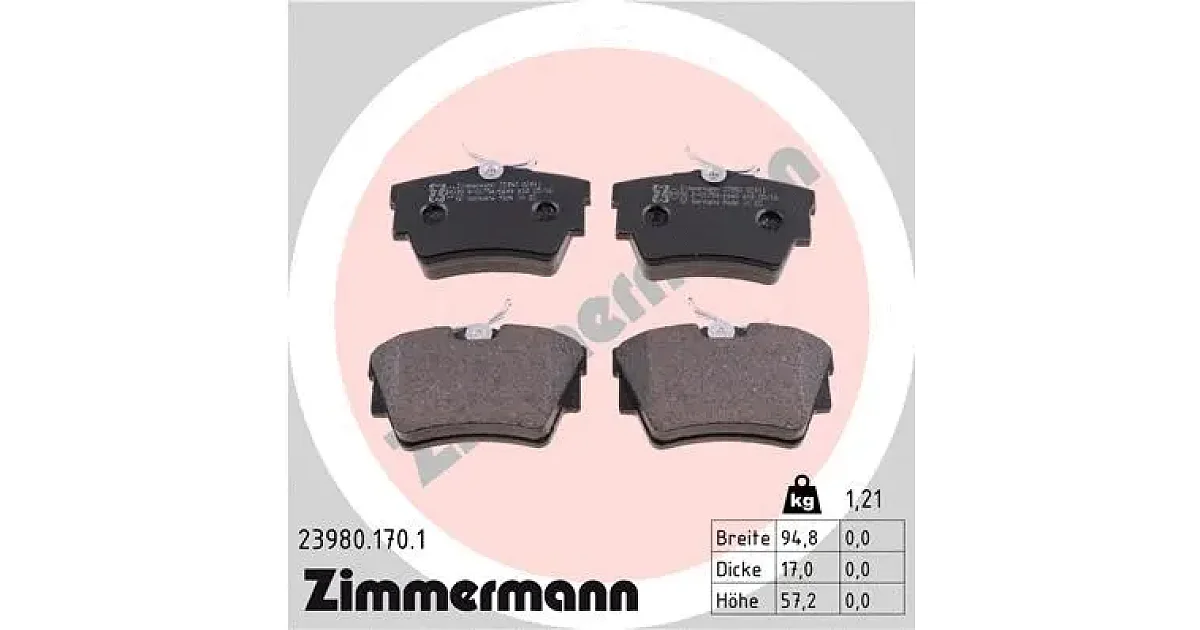 239801701 - ZIMMERMANN - Комплект тормозных колодок, дисковый тормоз