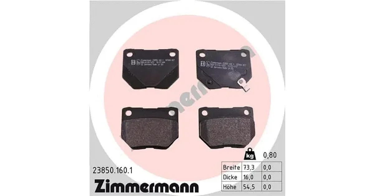 238501601 - ZIMMERMANN - Комплект тормозных колодок, дисковый тормоз
