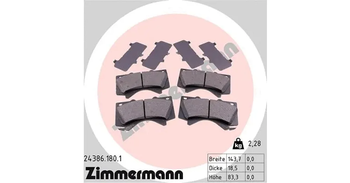 243861801 - ZIMMERMANN - Комплект тормозных колодок, дисковый тормоз