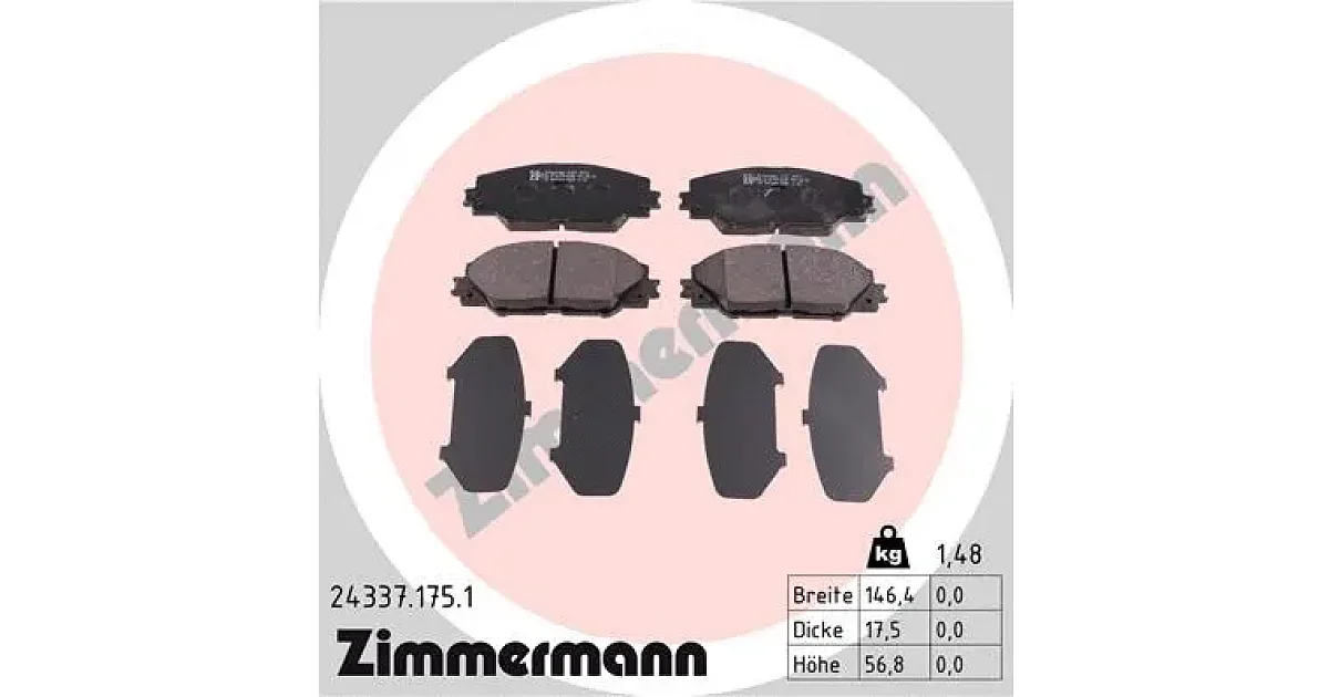 243371751 - ZIMMERMANN - Комплект тормозных колодок, дисковый тормоз