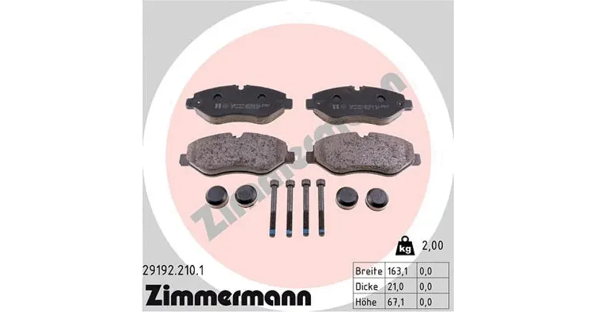 291922101 - ZIMMERMANN - Комплект тормозных колодок, дисковый тормоз