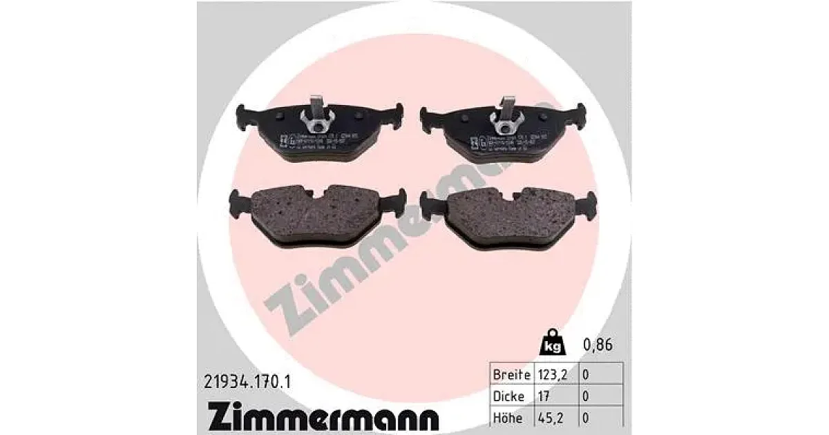 219341701 - ZIMMERMANN - Комплект тормозных колодок, дисковый тормоз