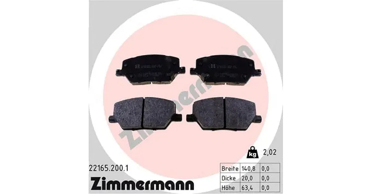 221652001 - ZIMMERMANN - Комплект тормозных колодок, дисковый тормоз
