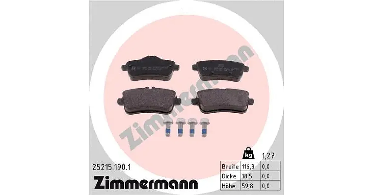 252151901 - ZIMMERMANN - Комплект тормозных колодок, дисковый тормоз