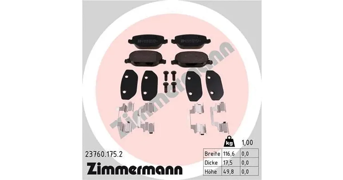 237601752 - ZIMMERMANN - Комплект тормозных колодок, дисковый тормоз