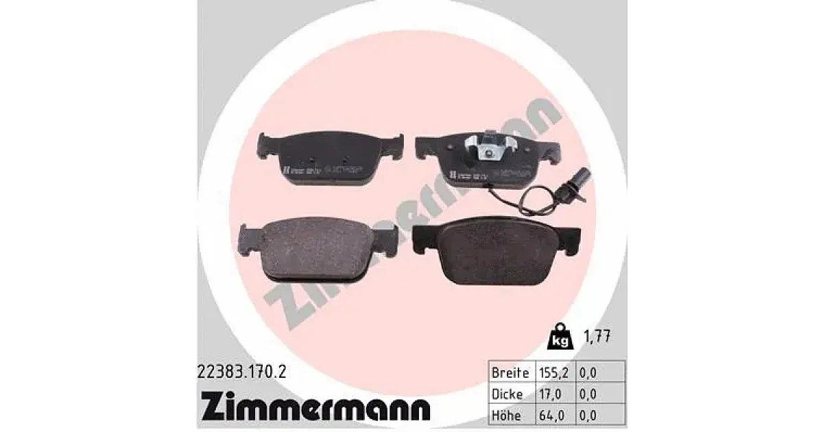 223831702 - ZIMMERMANN - Комплект тормозных колодок, дисковый тормоз