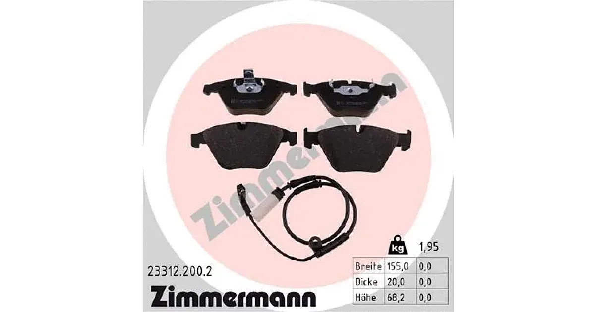 ZIMMERMANN 23312.200.2 (233122002), Комплект тормозных колодок, дисковый тормоз