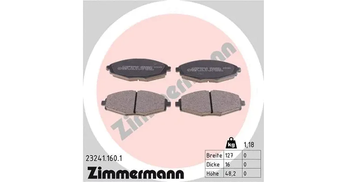 232411601 - ZIMMERMANN - Комплект тормозных колодок, дисковый тормоз