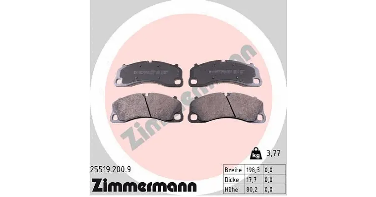 255192009 - ZIMMERMANN - Комплект тормозных колодок, дисковый тормоз