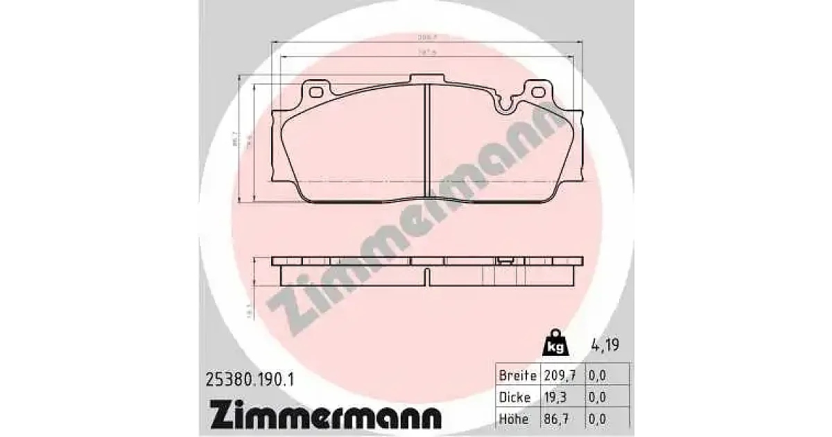 253801901 - ZIMMERMANN - Комплект тормозных колодок, дисковый тормоз