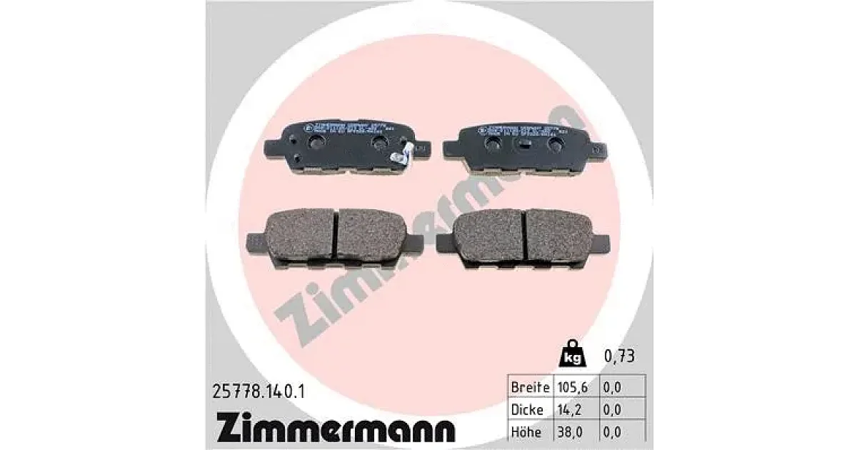 257781401 - ZIMMERMANN - Комплект тормозных колодок, дисковый тормоз