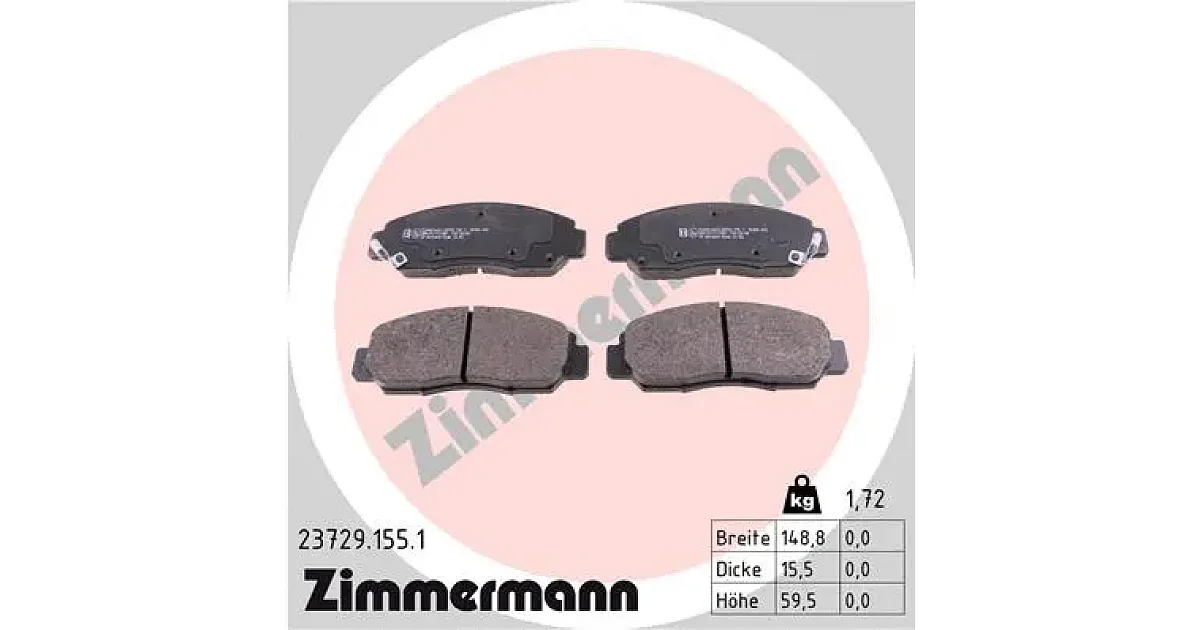 237291551 - ZIMMERMANN - Комплект тормозных колодок, дисковый тормоз