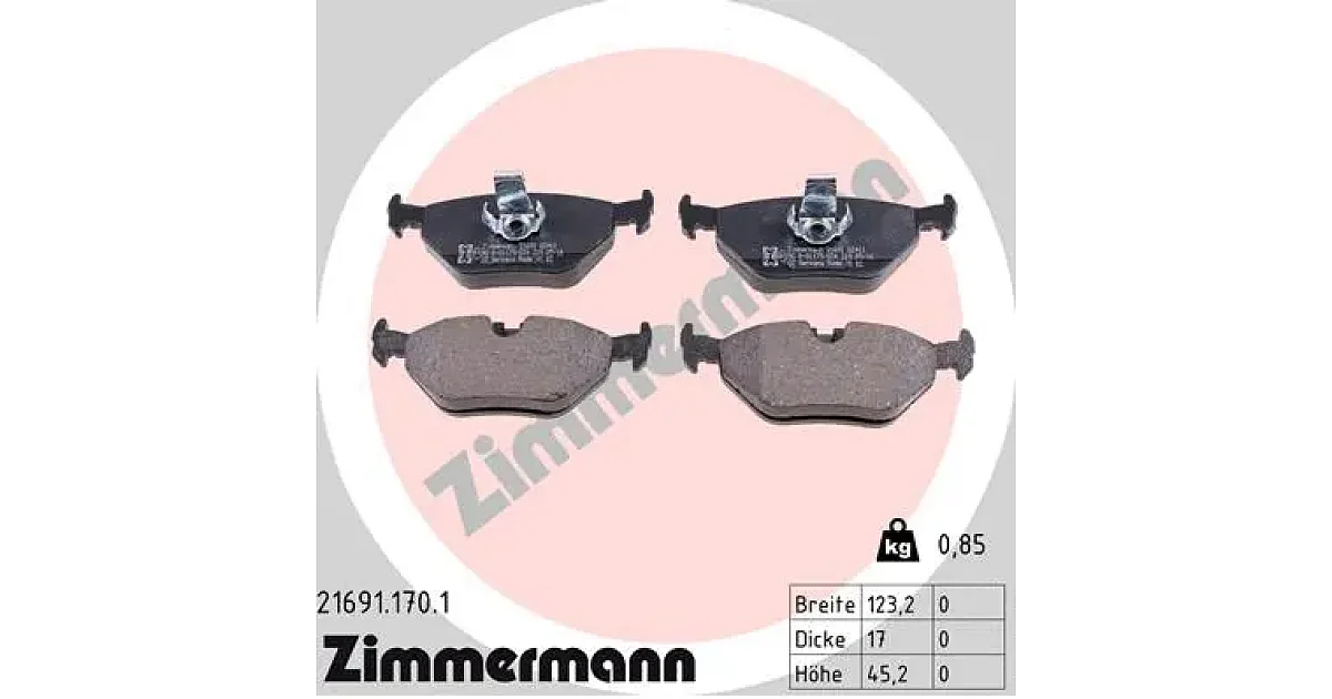 216911701 - ZIMMERMANN - Комплект тормозных колодок, дисковый тормоз
