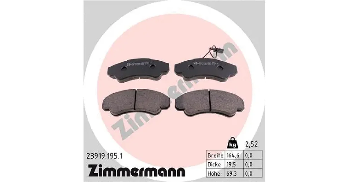 239191951 - ZIMMERMANN - Комплект тормозных колодок, дисковый тормоз