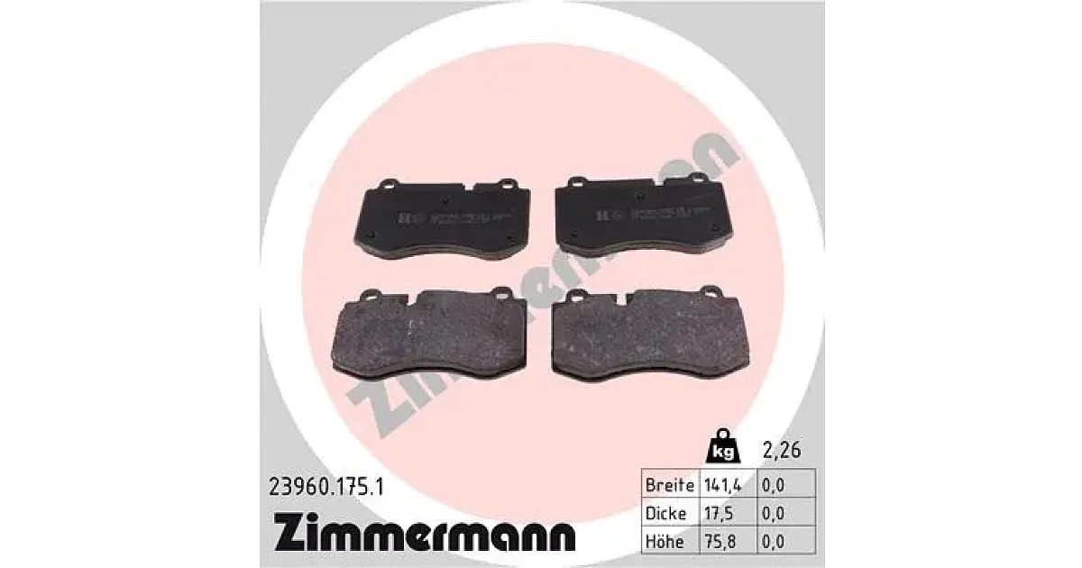 239601751 - ZIMMERMANN - Комплект тормозных колодок, дисковый тормоз