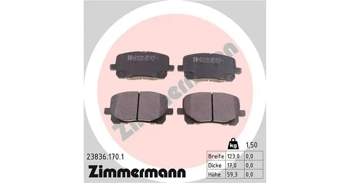 238361701 - ZIMMERMANN - Комплект тормозных колодок, дисковый тормоз