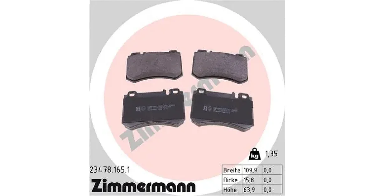 234781651 - ZIMMERMANN - Комплект тормозных колодок, дисковый тормоз