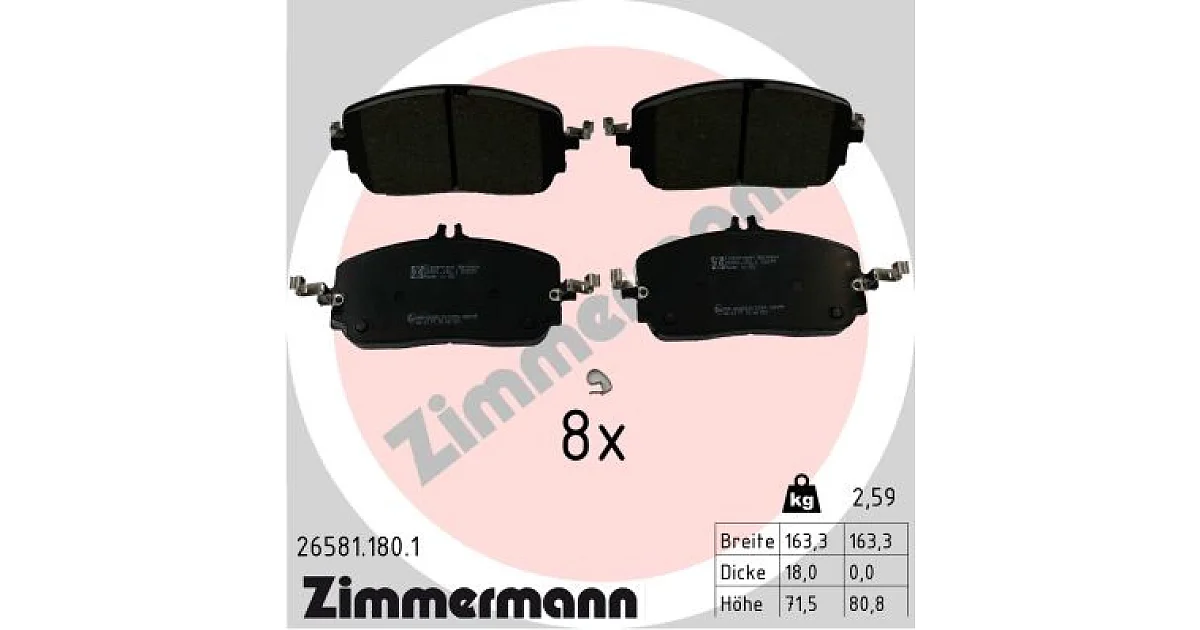 265811801 - ZIMMERMANN - Комплект тормозных колодок, дисковый тормоз