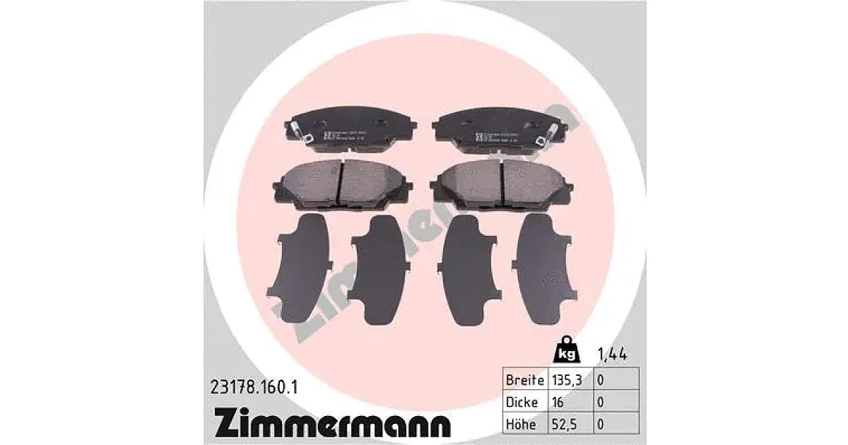 231781601 - ZIMMERMANN - Комплект тормозных колодок, дисковый тормоз