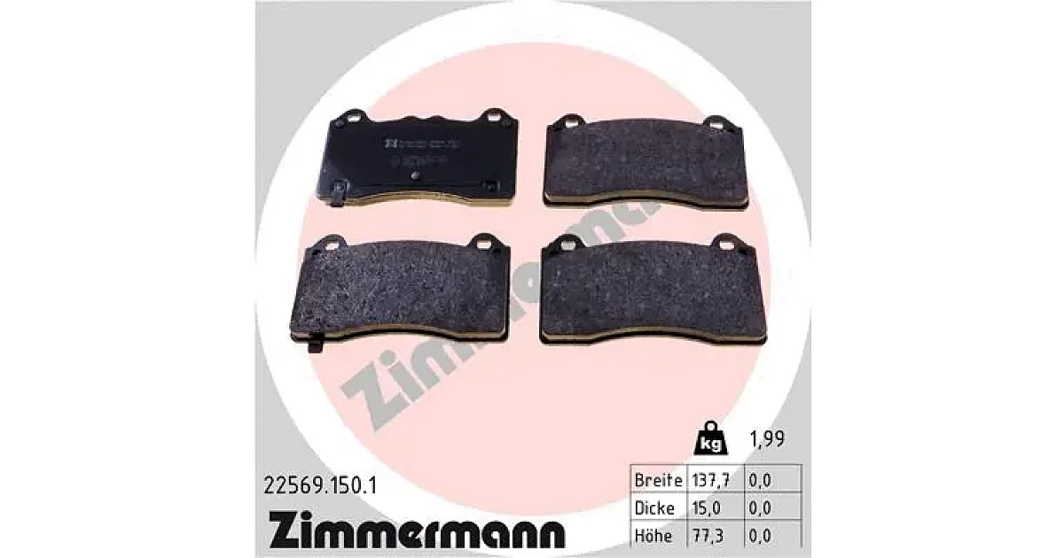 225691501 - ZIMMERMANN - Комплект тормозных колодок, дисковый тормоз