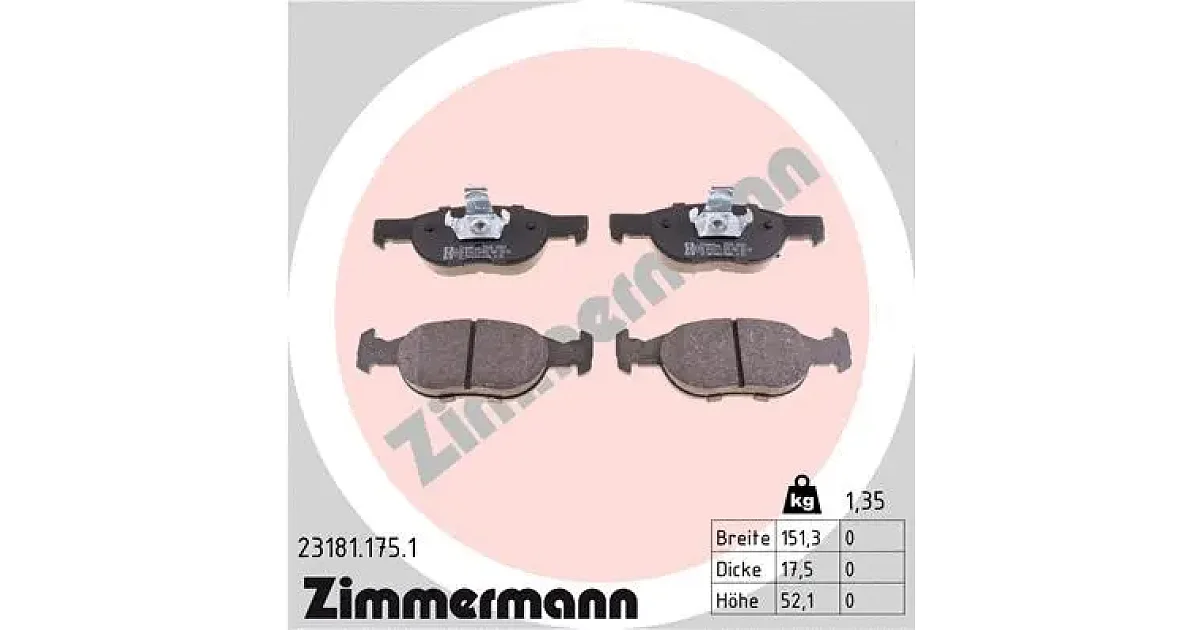 231811751 - ZIMMERMANN - Комплект тормозных колодок, дисковый тормоз