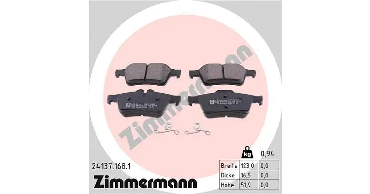 241371681 - ZIMMERMANN - Комплект тормозных колодок, дисковый тормоз